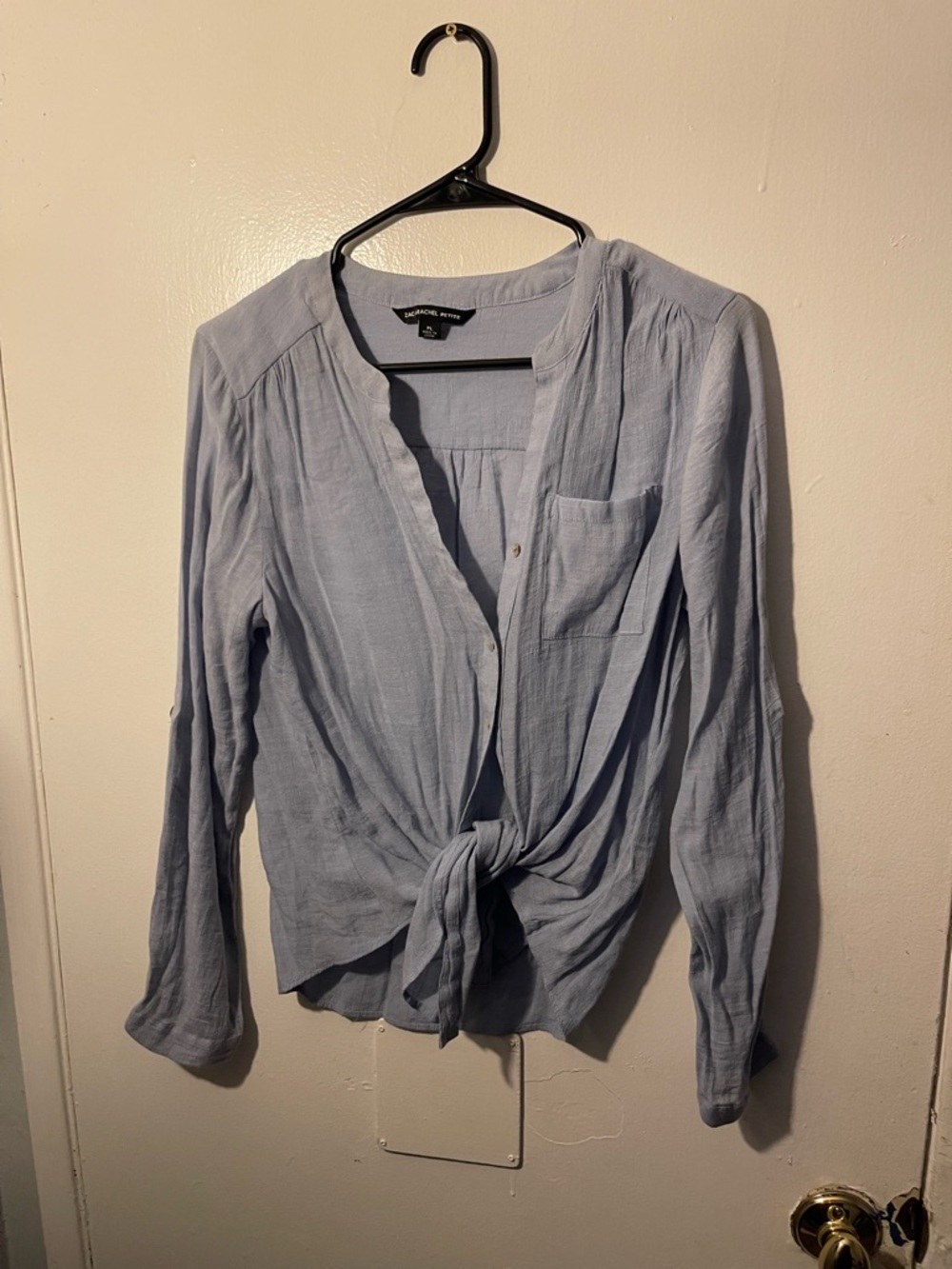 Zac & Rachel Light Blue Tie-Front Blouse